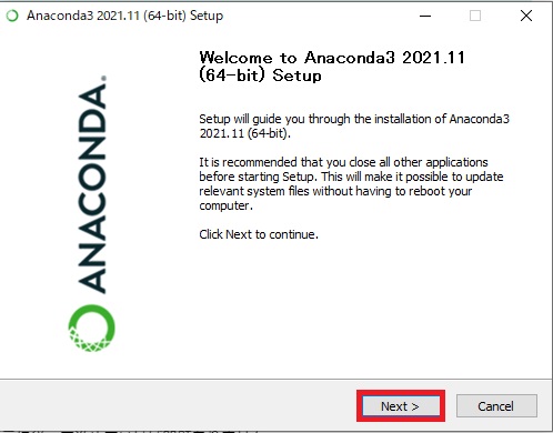 Anacondaインストール手順(Windows)