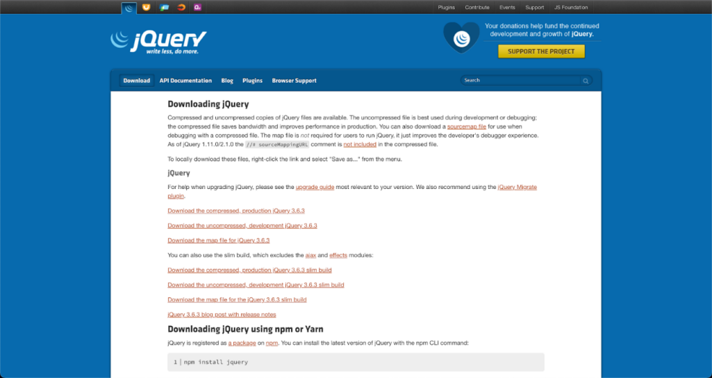 Downloading jQuery